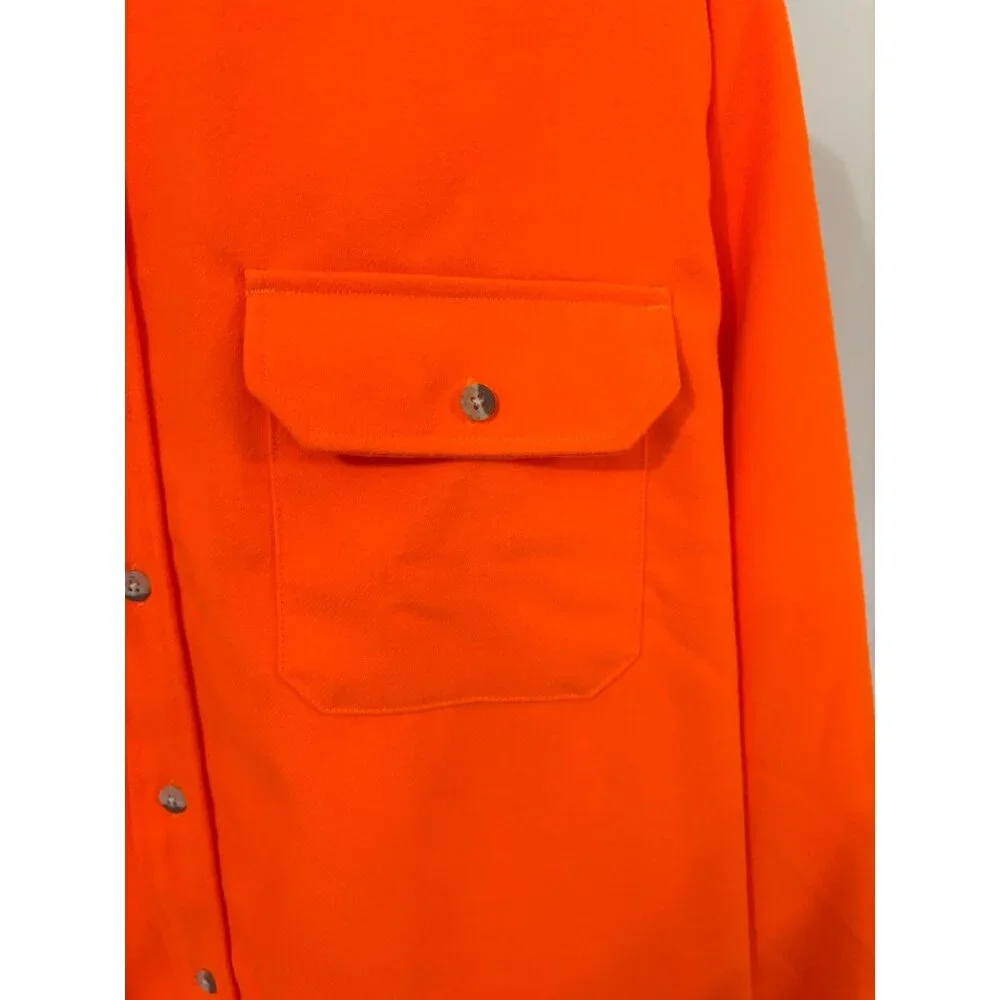 Cabelas Mens Flannel Shirt Bright Orange Hunting Heavyweight Outdoors Large Tall - Picture 4 of 11